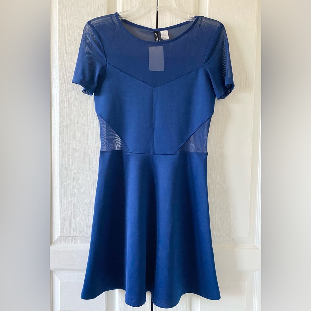 Divided by H&M Mesh Skater Dress - Blue